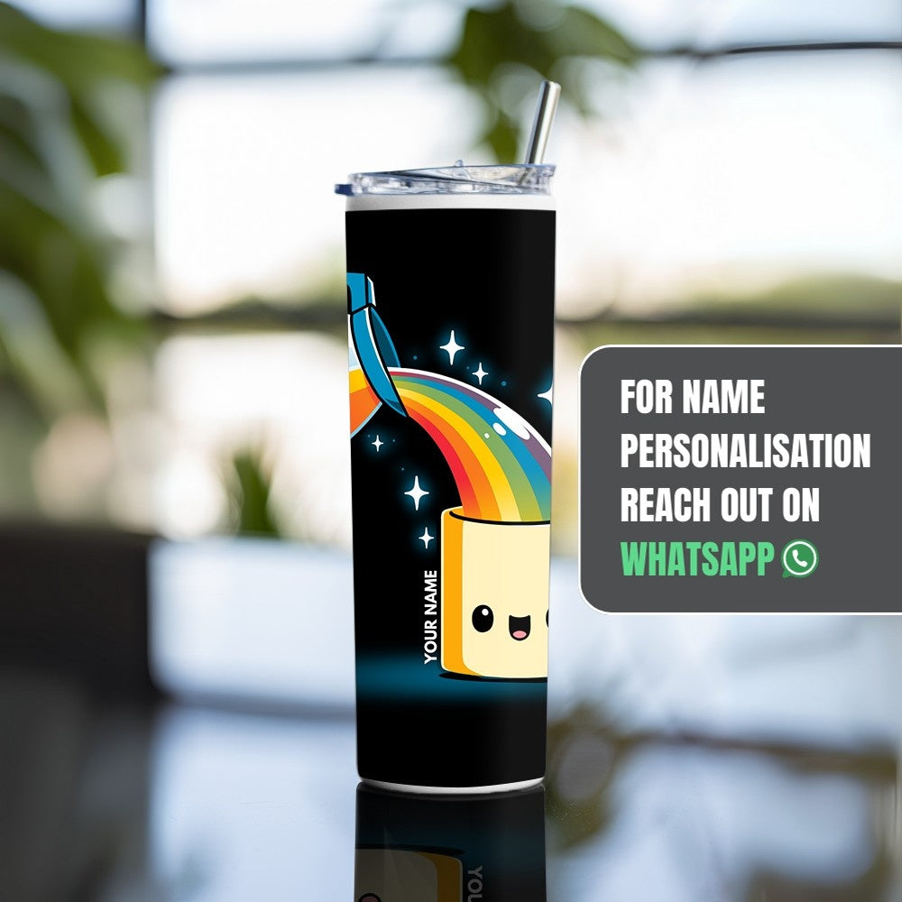 "Rainbow Coffee - Happy Life" Tumbler with Metal Straw