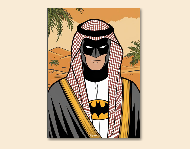 "SHEIKH BATMAN " -Shiny & Sturdy Metallic Poster Art That Pops & Sticks
