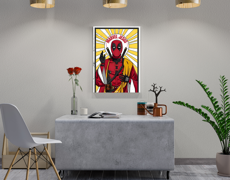 "MARVEL JESUS - DEADPOOL" -Shiny & Sturdy Metallic Poster Art That Pops & Sticks