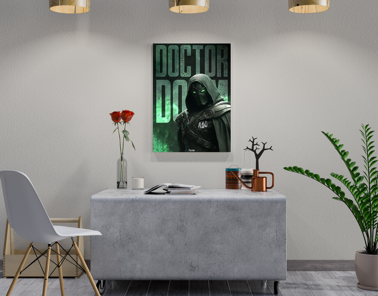 "RDJ AS DR. DOOM" -Shiny & Sturdy Metallic Poster Art That Pops & Sticks