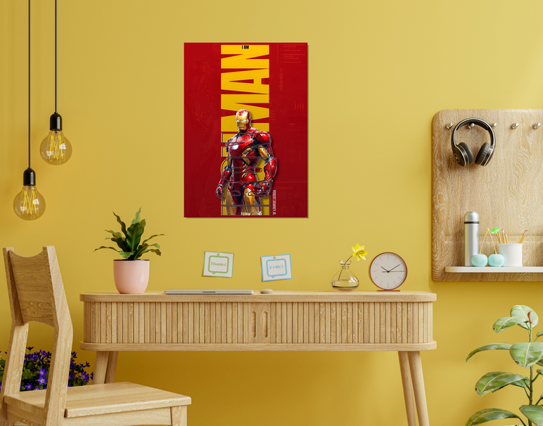 "RDJ AS IRONMAN" -Shiny & Sturdy Metallic Poster Art That Pops & Sticks