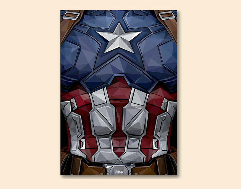 "CAPTAIN AMERICA SUIT" -Shiny & Sturdy Metallic Poster Art That Pops & Sticks