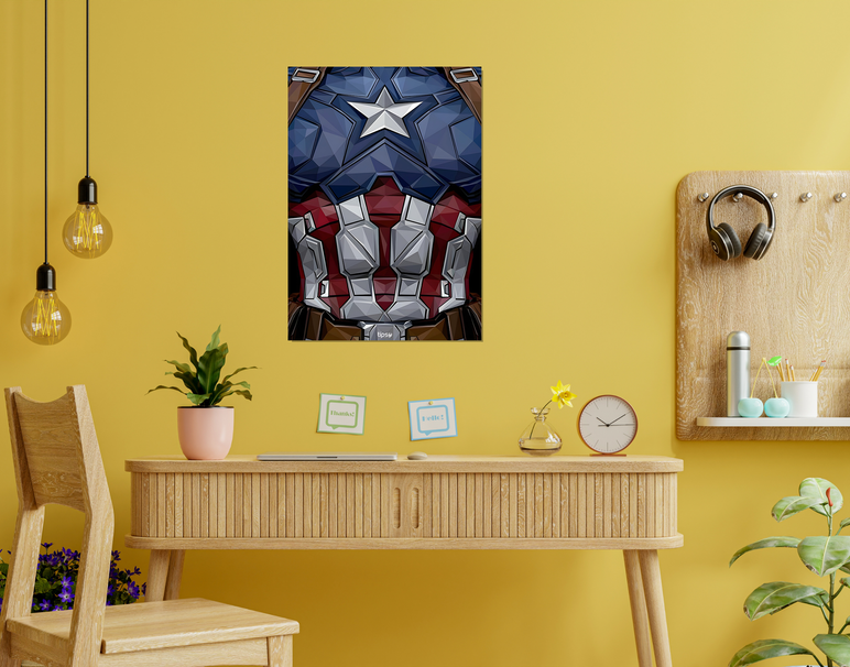 "CAPTAIN AMERICA SUIT" -Shiny & Sturdy Metallic Poster Art That Pops & Sticks