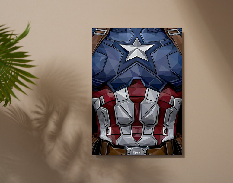 "CAPTAIN AMERICA SUIT" -Shiny & Sturdy Metallic Poster Art That Pops & Sticks
