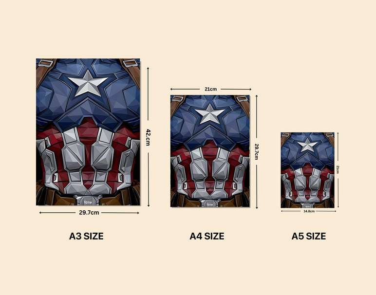 "CAPTAIN AMERICA SUIT" -Shiny & Sturdy Metallic Poster Art That Pops & Sticks
