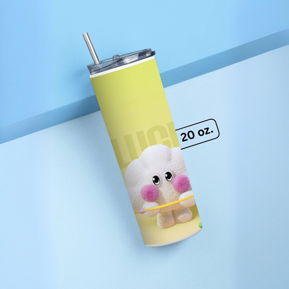 "Fluffy White: Honor Magic Mobile" Tumbler with Metal Straw