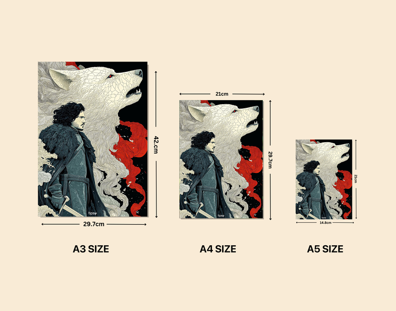 "JON SNOW & GHOST" -Shiny & Sturdy Metallic Poster Art That Pops & Sticks