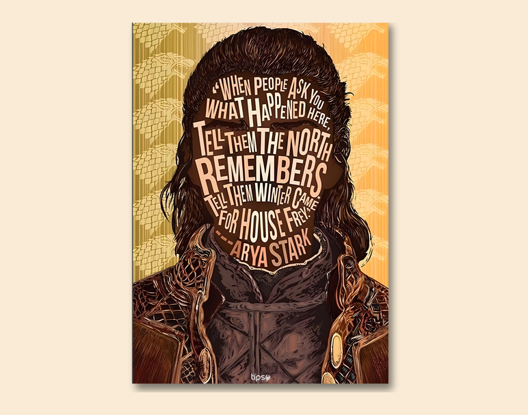 "ARYA STARK - GOT" -Shiny & Sturdy Metallic Poster Art That Pops & Sticks