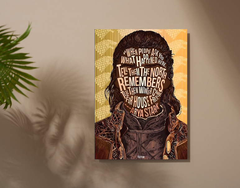 "ARYA STARK - GOT" -Shiny & Sturdy Metallic Poster Art That Pops & Sticks