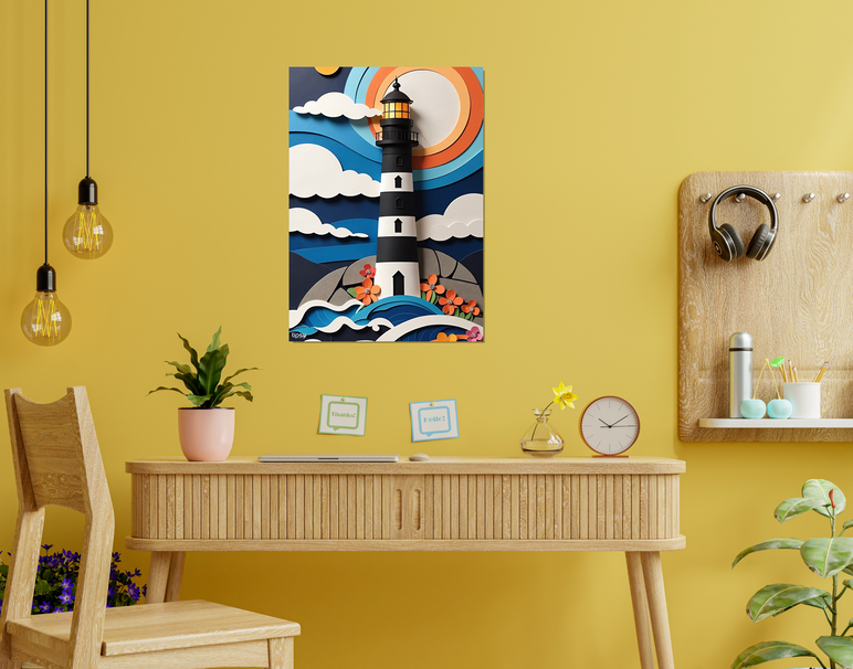 "COASTAL SENTINEL" -Shiny & Sturdy Metallic Poster Art That Pops & Sticks