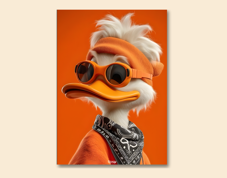 "COOL DUCK " -Shiny & Sturdy Metallic Poster Art That Pops & Sticks
