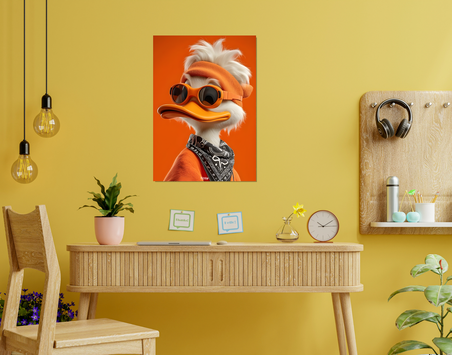 "COOL DUCK " -Shiny & Sturdy Metallic Poster Art That Pops & Sticks
