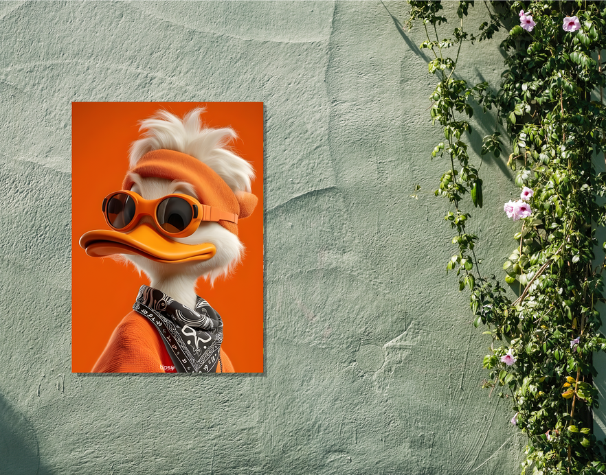 "COOL DUCK " -Shiny & Sturdy Metallic Poster Art That Pops & Sticks