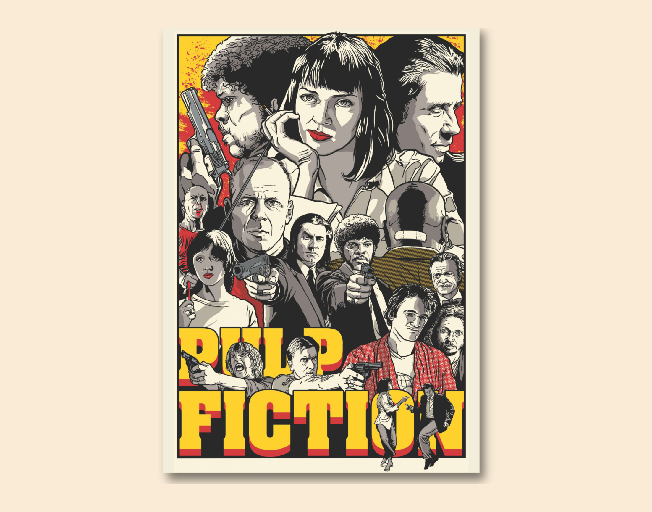 "PULP FICTION- THE CREW"- Shiny & Sturdy Metallic Poster Art That Pops & Sticks (Literally!)