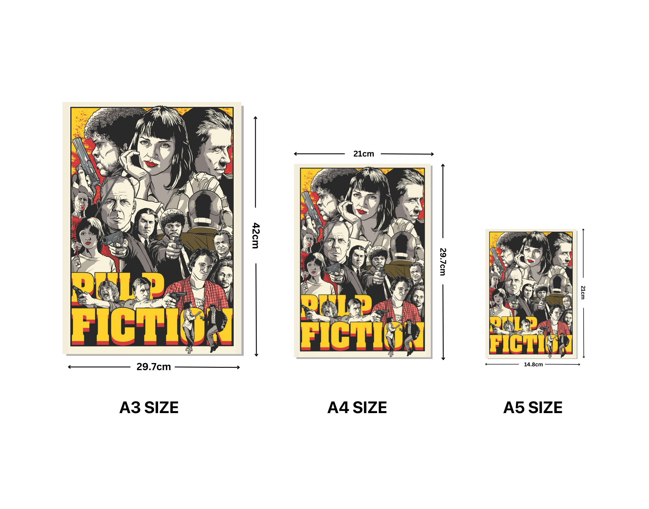 "PULP FICTION- THE CREW"- Shiny & Sturdy Metallic Poster Art That Pops & Sticks (Literally!)