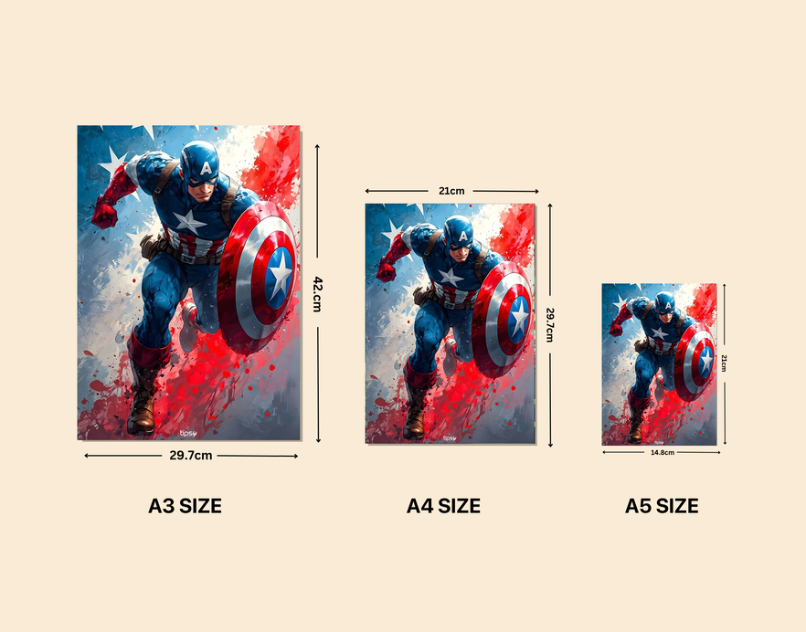 "MARVEL HERO CAPTAIN AMERICA" -Shiny & Sturdy Metallic Poster Art That Pops & Sticks