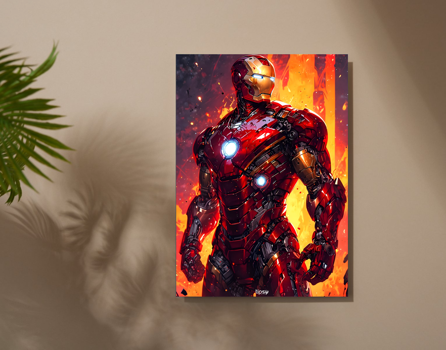 "ONE AND ONLY IRON MAN " -Shiny & Sturdy Metallic Poster Art That Pops & Sticks