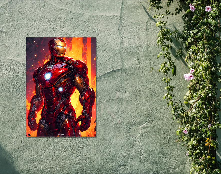 "ONE AND ONLY IRON MAN " -Shiny & Sturdy Metallic Poster Art That Pops & Sticks