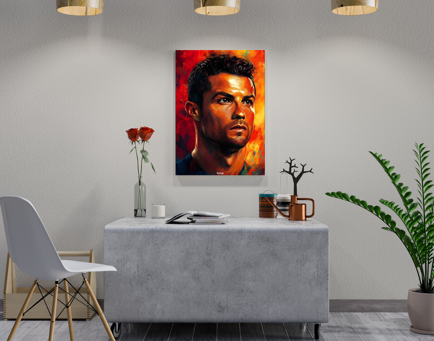 "CRISTIANO RONALDO PORTRAIT " -Shiny & Sturdy Metallic Poster Art That Pops & Sticks