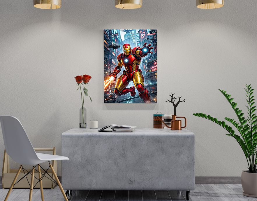 "MARVEL SUPERHERO IRON MAN" -Shiny & Sturdy Metallic Poster Art That Pops & Sticks