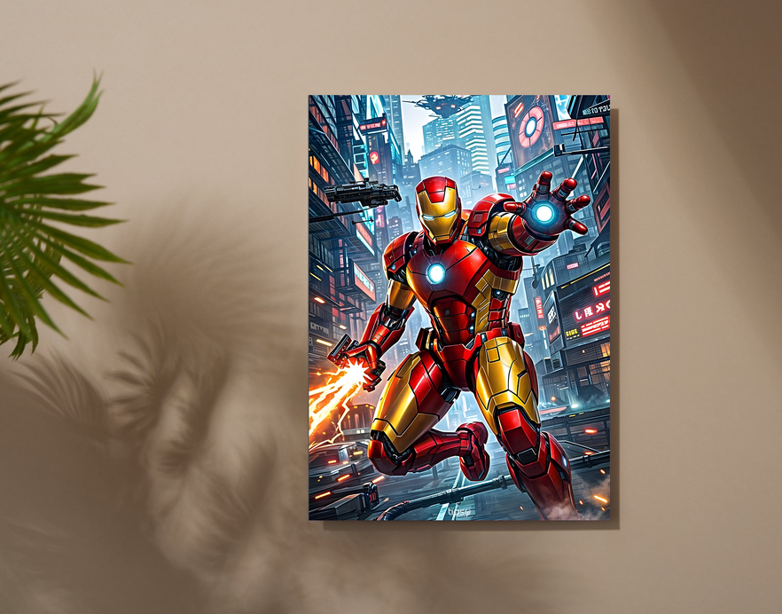 "MARVEL SUPERHERO IRON MAN" -Shiny & Sturdy Metallic Poster Art That Pops & Sticks