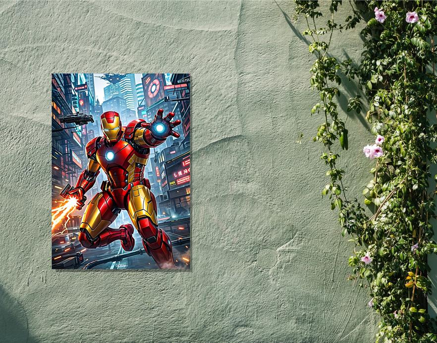 "MARVEL SUPERHERO IRON MAN" -Shiny & Sturdy Metallic Poster Art That Pops & Sticks