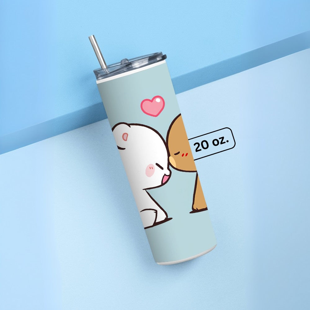 "Milk & Mocha Affection" Tumbler with Metal Straw