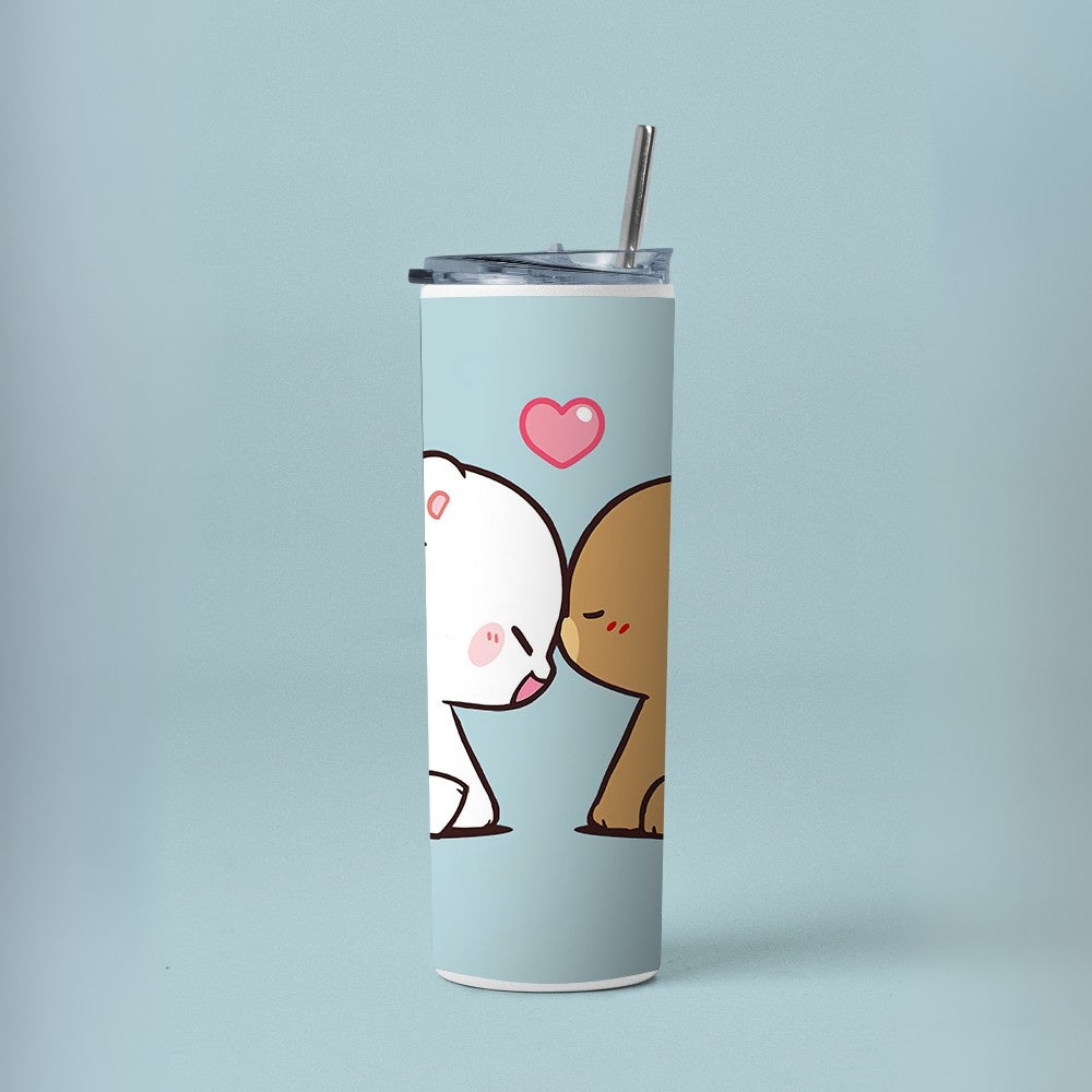 "Milk & Mocha Affection" Tumbler with Metal Straw
