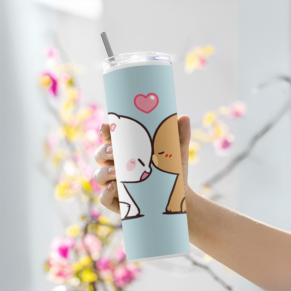 "Milk & Mocha Affection" Tumbler with Metal Straw