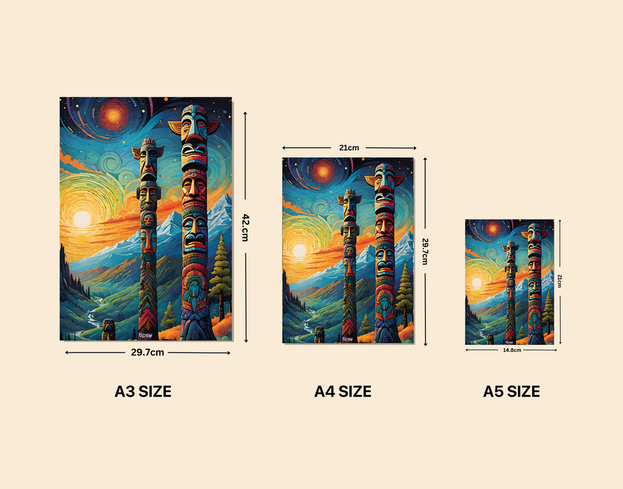 "COLORFUL TOTEM POLES " -Shiny & Sturdy Metallic Poster Art That Pops & Sticks