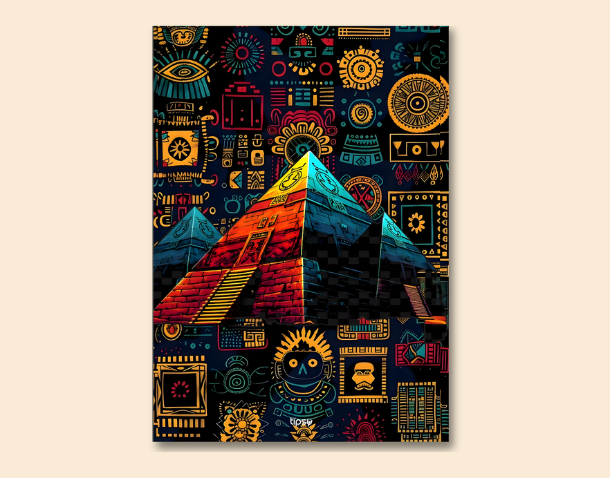 "DEPICTION OF EGYPTIAN PYRAMID " -Shiny & Sturdy Metallic Poster Art That Pops & Sticks