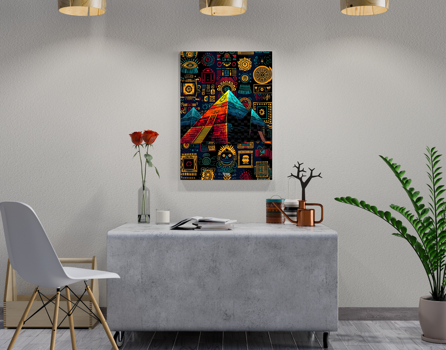 "DEPICTION OF EGYPTIAN PYRAMID " -Shiny & Sturdy Metallic Poster Art That Pops & Sticks