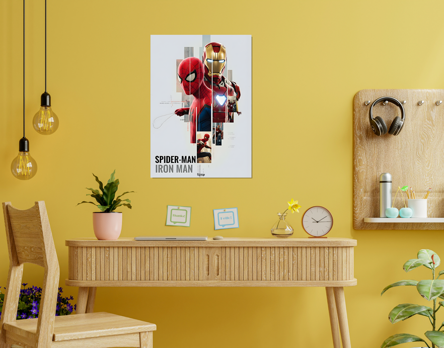 "SPIDER MAN & IRON MAN " -Shiny & Sturdy Metallic Poster Art That Pops & Sticks