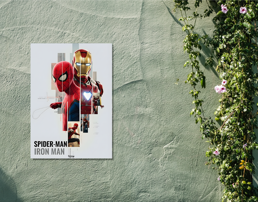"SPIDER MAN & IRON MAN " -Shiny & Sturdy Metallic Poster Art That Pops & Sticks