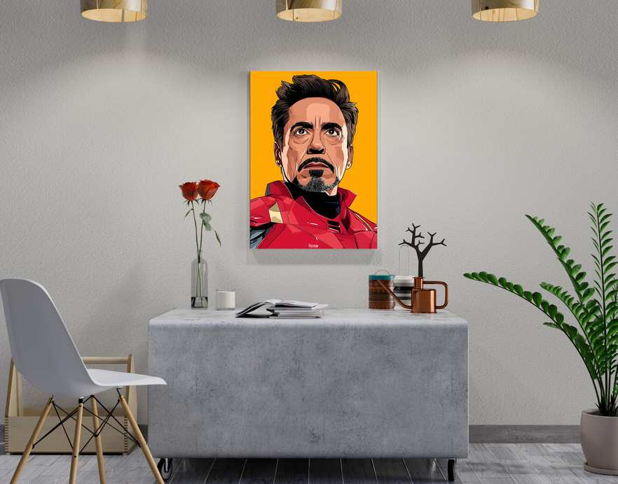 "TONY STARK POTRAIT " -Shiny & Sturdy Metallic Poster Art That Pops & Sticks
