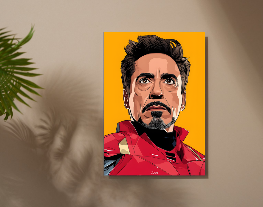 "TONY STARK POTRAIT " -Shiny & Sturdy Metallic Poster Art That Pops & Sticks