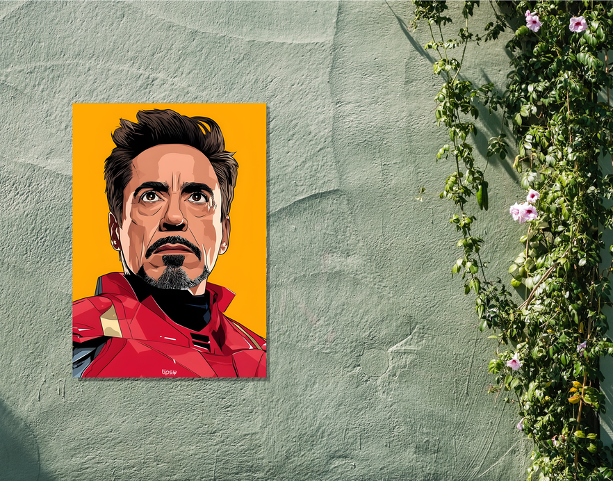 "TONY STARK POTRAIT " -Shiny & Sturdy Metallic Poster Art That Pops & Sticks