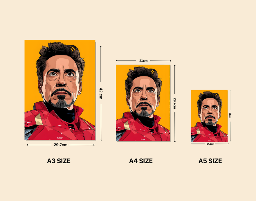 "TONY STARK POTRAIT " -Shiny & Sturdy Metallic Poster Art That Pops & Sticks