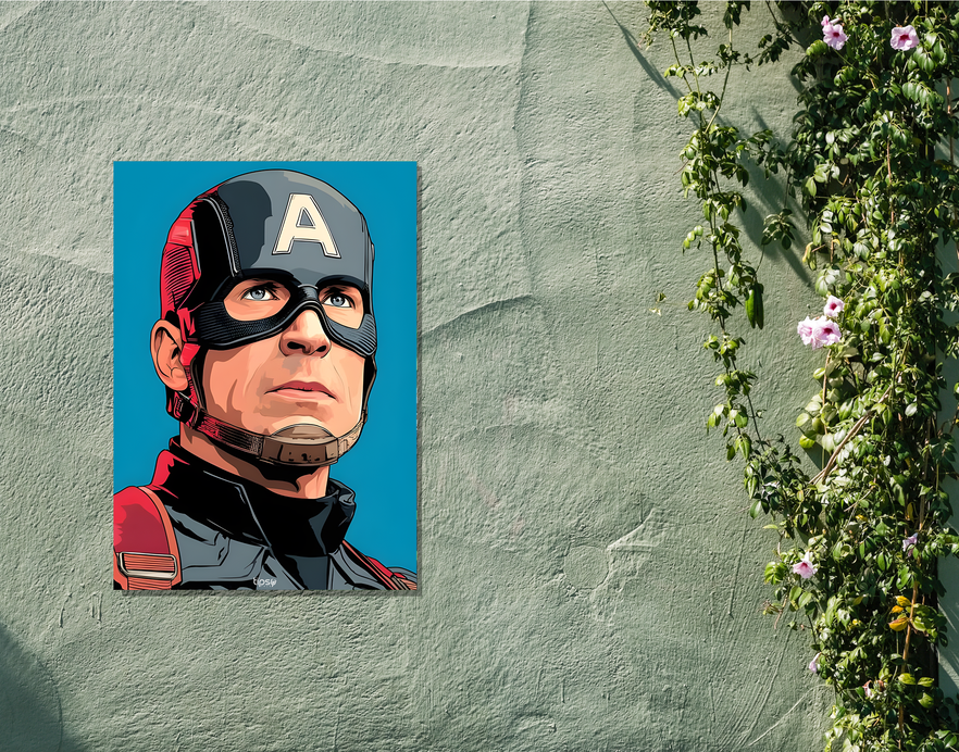 "STEVE ROGERS PORTRAIT " -Shiny & Sturdy Metallic Poster Art That Pops & Sticks