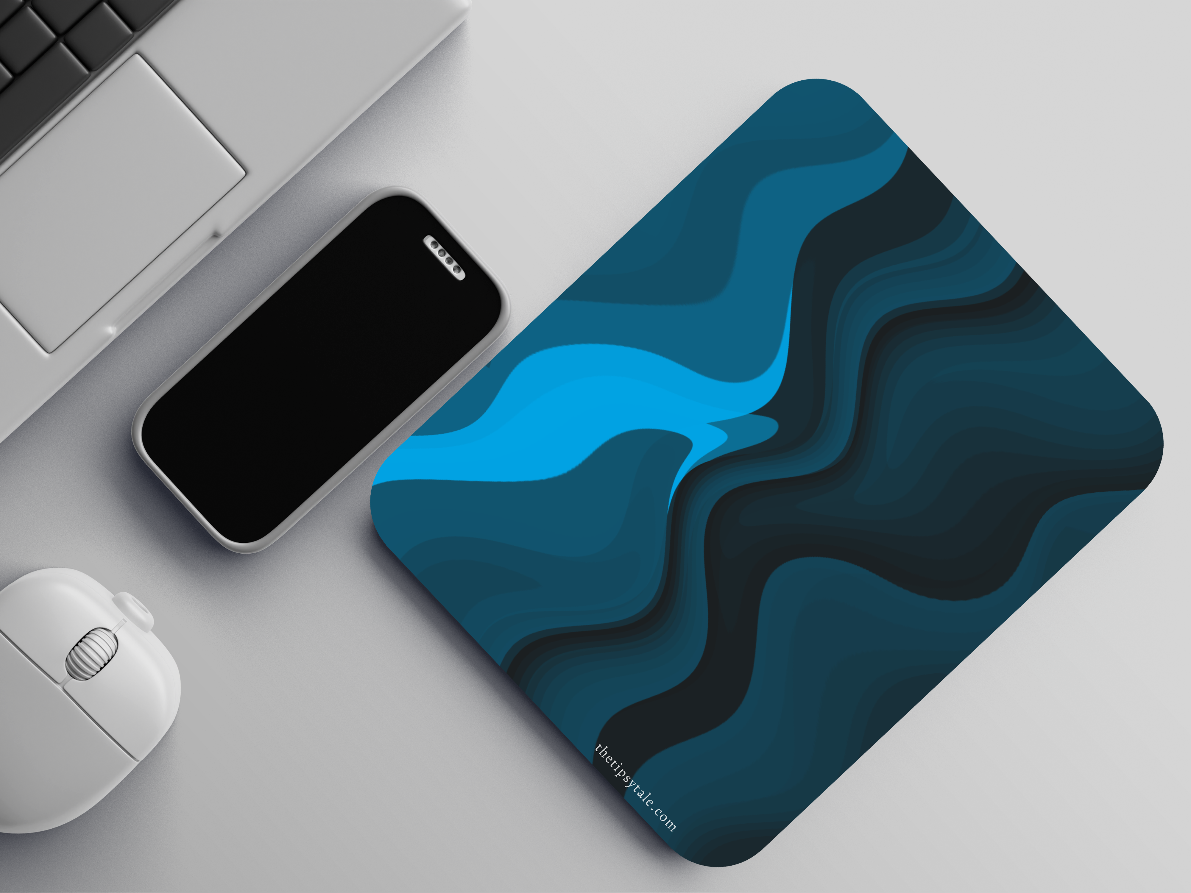 "BLUE WAVE ABSTRACT" Mousepad Enhance Your Workspace with Style