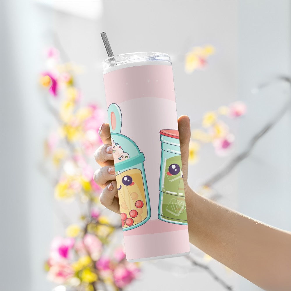 "Kawaii bubble tea Kawaii boba tea" Tumbler with Metal Straw