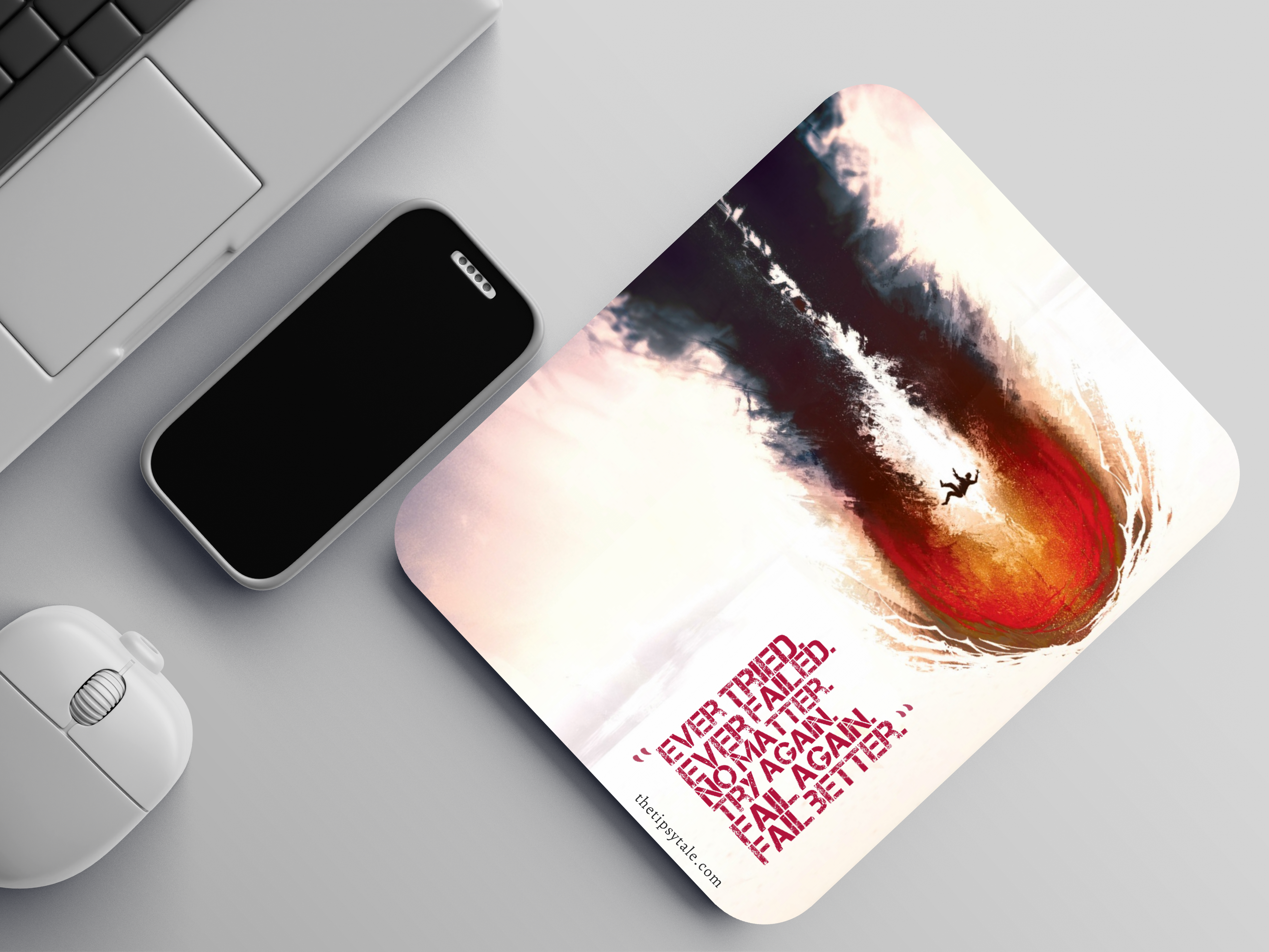 "TRY AND FAIL: MOTIVATIONAL" Mousepad Enhance Your Workspace with Style