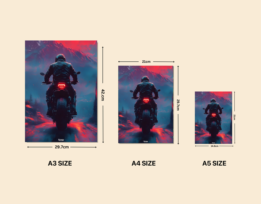 "CYBERPUNK BIKERS " -Shiny & Sturdy Metallic Poster Art That Pops & Sticks