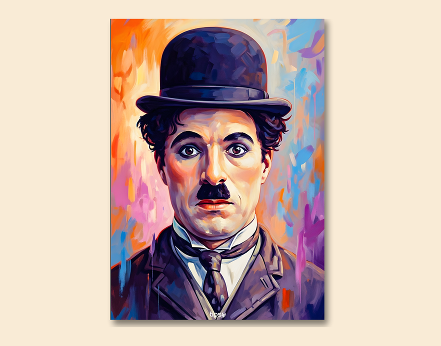 "CHARLIE CHAPLIN PORTRAIT " -Shiny & Sturdy Metallic Poster Art That Pops & Sticks
