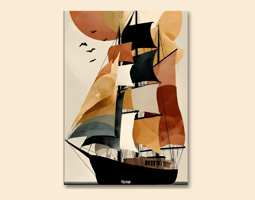 "THE SAILING SHIP" -Shiny & Sturdy Metallic Poster Art That Pops & Sticks