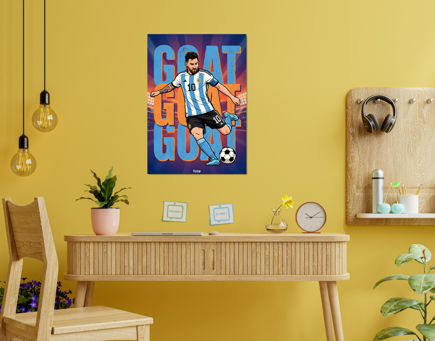 "GOAT 10 MESSI " -Shiny & Sturdy Metallic Poster Art That Pops & Sticks