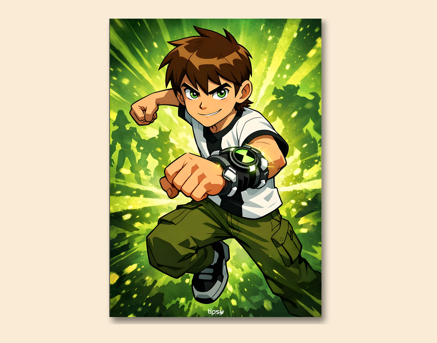 "BEN 10 " -Shiny & Sturdy Metallic Poster Art That Pops & Sticks
