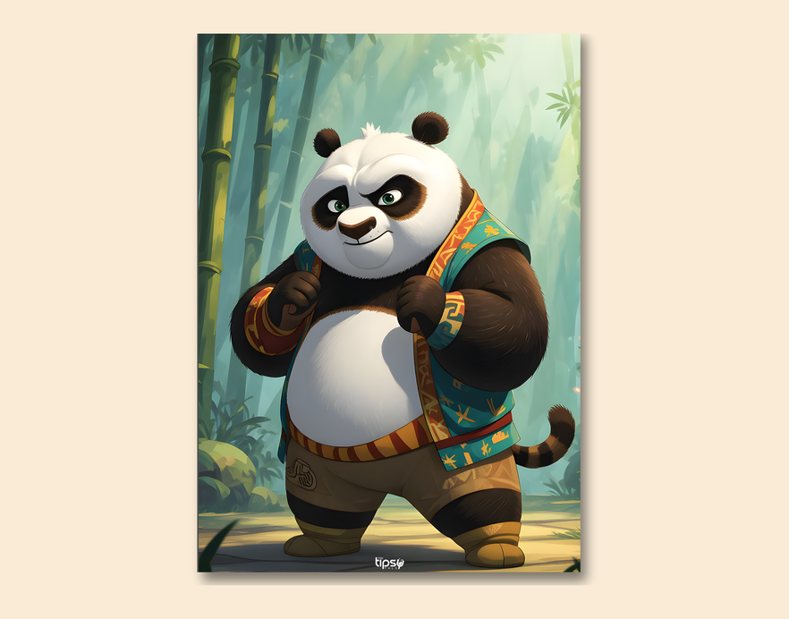 "KUNG FU PANDA FIGHTER" -Shiny & Sturdy Metallic Poster Art That Pops & Sticks