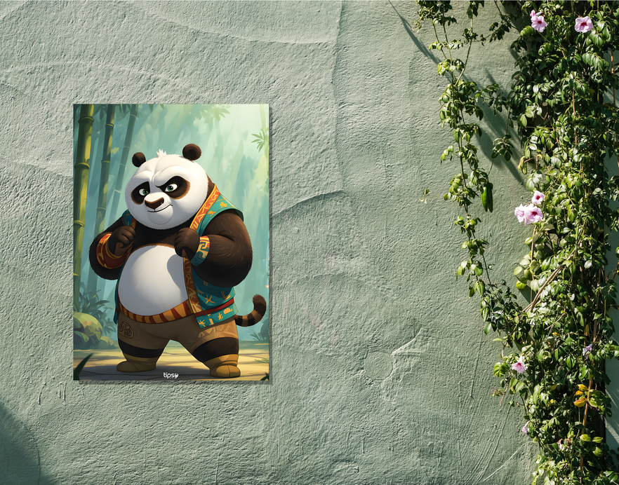 "KUNG FU PANDA FIGHTER" -Shiny & Sturdy Metallic Poster Art That Pops & Sticks