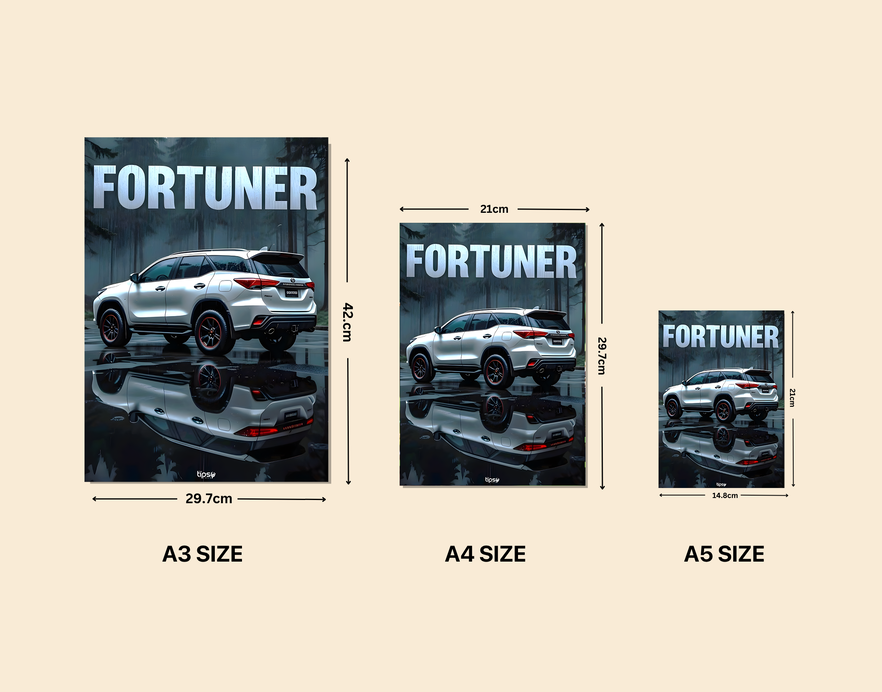 "FORTUNER" -Shiny & Sturdy Metallic Poster Art That Pops & Sticks